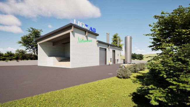 Visualisierung des Biomasseheizkraftwerks der Linz AG in Ried in der Riedmark